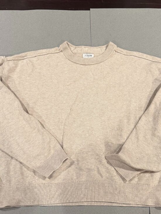 J. Crew Sweaters - J.Crew Beige Cropped Boxy Sweater Exposed Seams Women's Size S